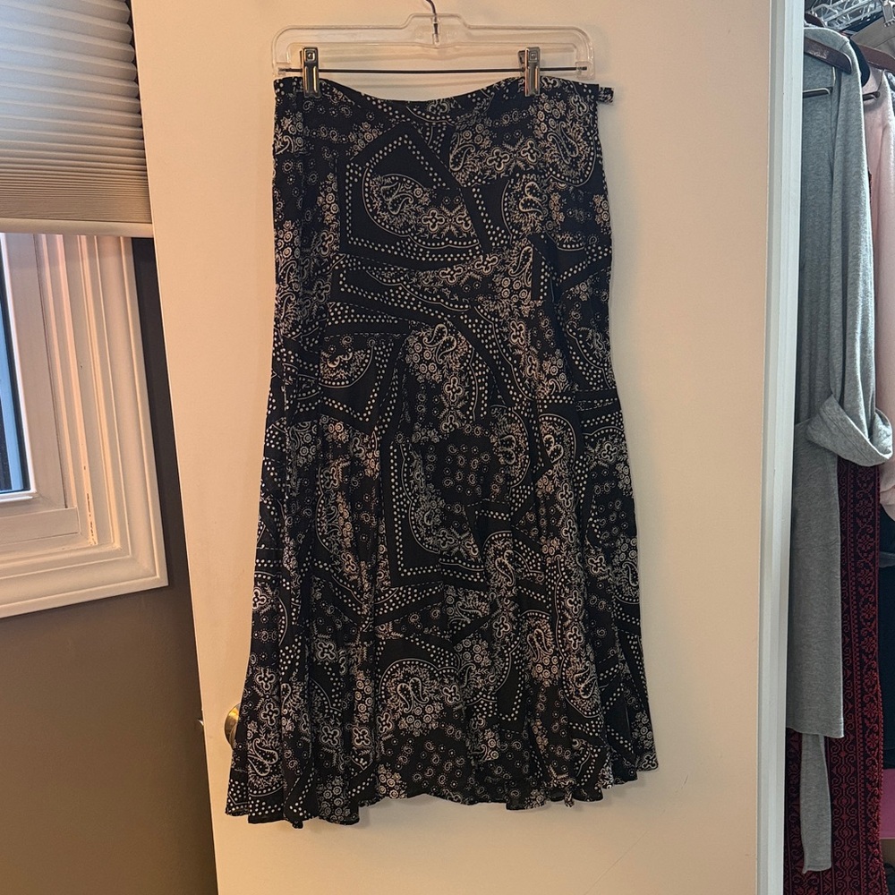 Ralph Lauren Black Paisley A-Line Skirt